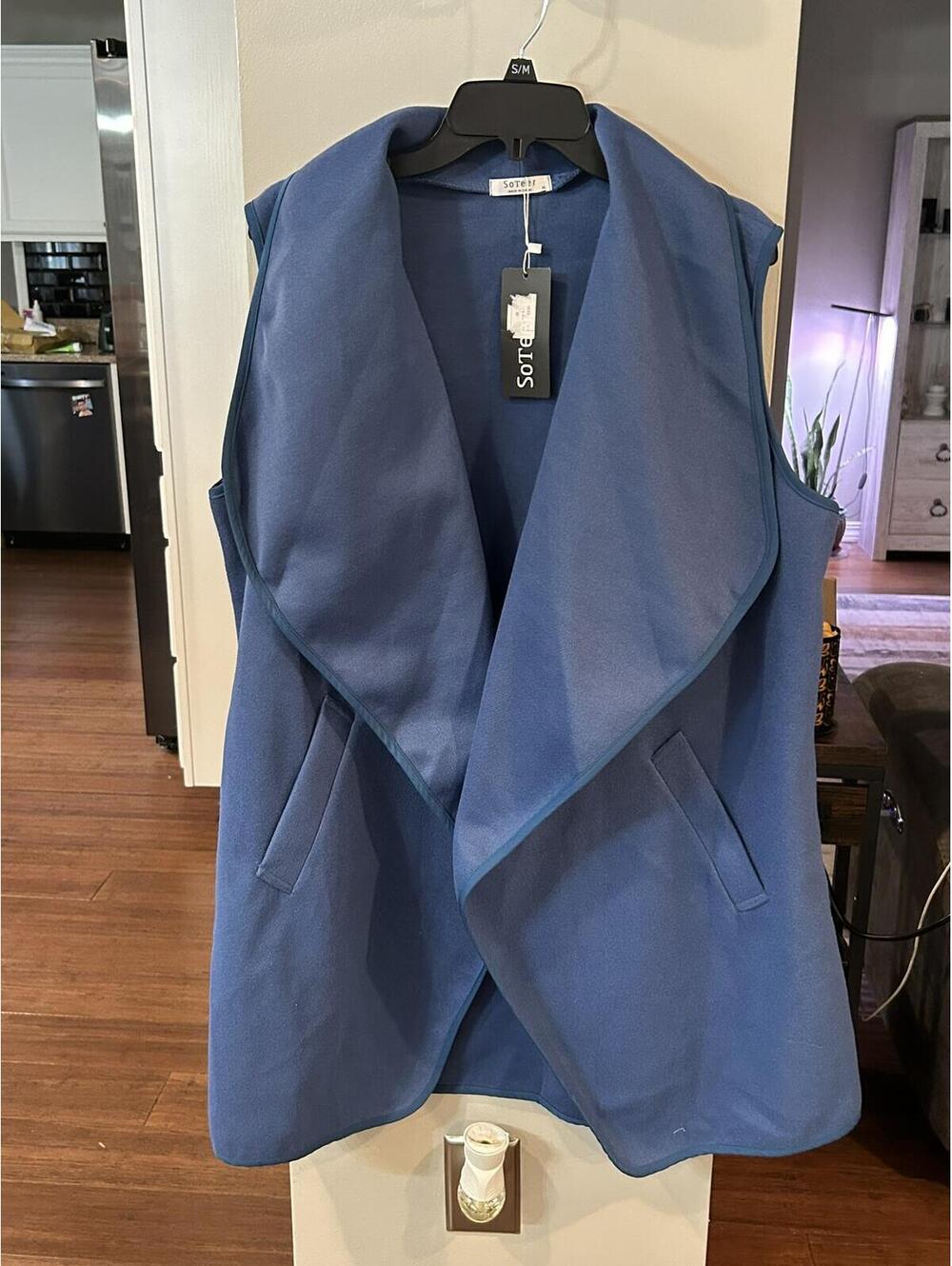 SoTeer Sleeveless Open Front Vest Jacket XL Blue